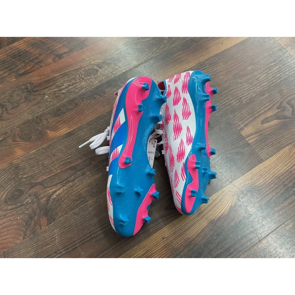 Adidas Predator Youth 5.5 Soccer Cleats‎ White Pink Blue Firm Ground
